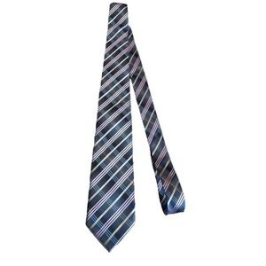 ZARRANO PLATINUM 100% SILK PINK BLUE STRIPE NECK TIE 63”
